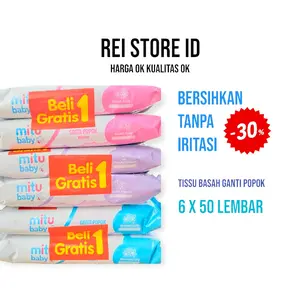 [3 PACK, 6 PCS] MITU BABY TISSU BASAH GANTI POPOK WIPES BARU LAHIR BALITA PINK BIRU UNGU BUY 1 GET 1 Ungu Bayi Tisu Tissue