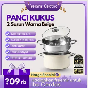 [BARU] freemir Panci Kukus 2 Susun 24CM Panci Stainless Steel Panci Anti Karat Anti Lengket Multifungsi