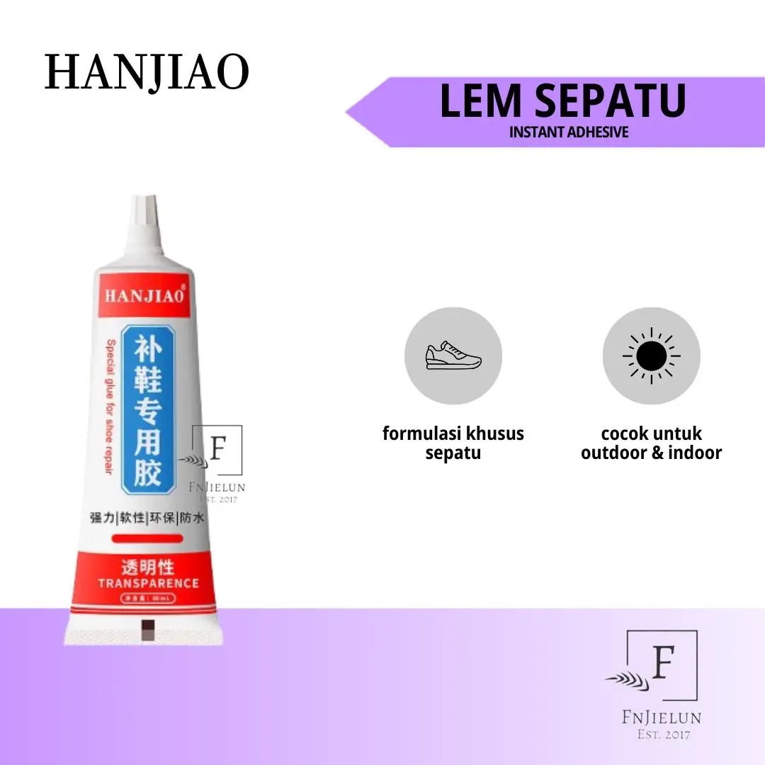 ￼Lem sepatu hanjiao waterproof 60ml tahan air warna transparan