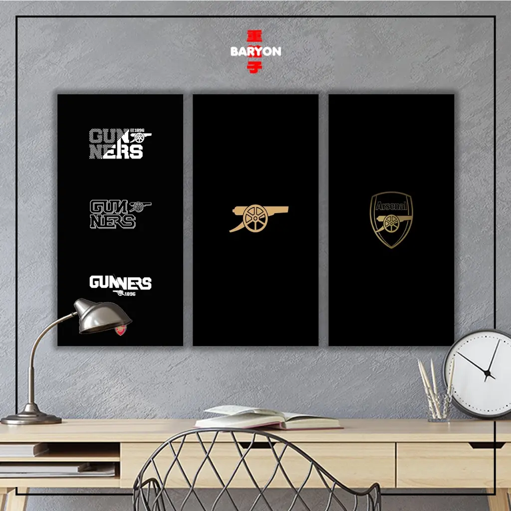 BARYON Wall Decor  Hiasan Dinding ARSENAL  Dekorasi Rumah Poster Kayu 15 x 30