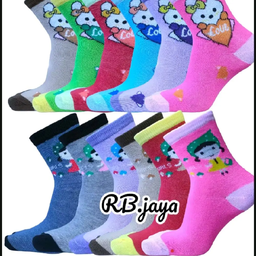 (promo 12 pasang) kaos kaki anak PAUD TK karakter cewek dan  #  kaos kaki anak motif kartun Fashion