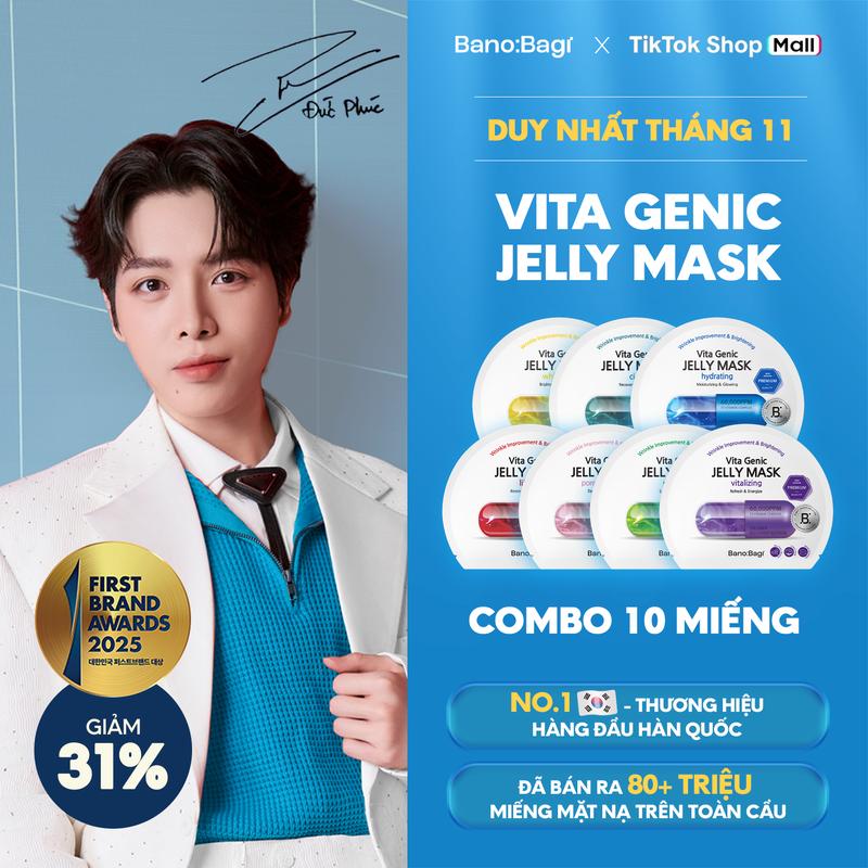  COMBO 10 Miếng Mặt Nạ BANOBAGI Vita Genic Jelly Mask Dưỡng Da Chuyên Sâu Dành Cho Mọi Loại Da 30ml 