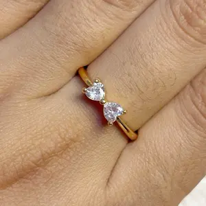 Motif Pita permata Warna Gold Cincin Titanium Anti Karat EC05