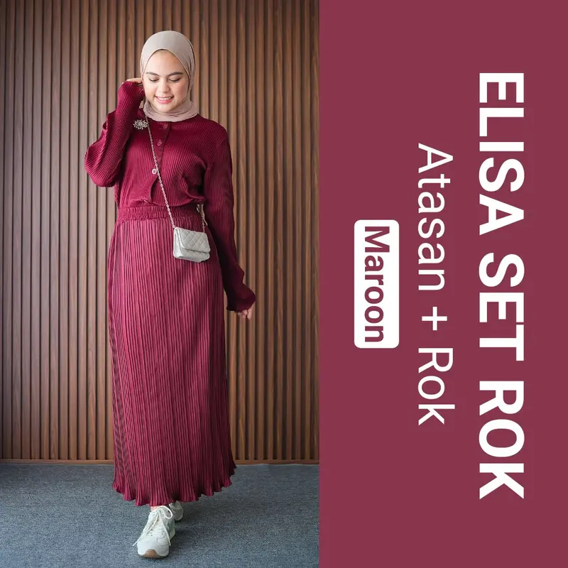 CLOTIVA Elisa One Set Rok Plisket Atasan Bawahan Wanita Kekinian 1