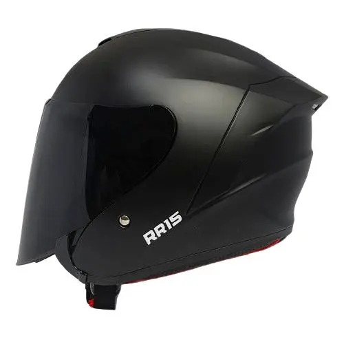 Helm Half Face Mla KAYROZ  2  RR15 Solid Black Dof Kaca Visor Hitam Smoke/Helm Half Face Pria Wanita Dewasa SNI