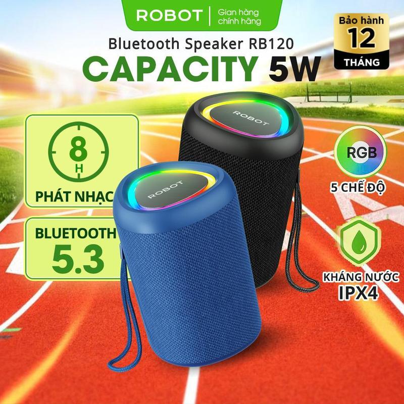 Loa Bluetooth Bass Mạnh Mini ROBOT RB120 Công Suất 5W Led RGB Kháng Nước IPX4 - Hỗ Trợ Kết Nối AUX/ Thẻ Nhớ Có Thể Kết Nối Đồng Thời 2 Loa | Loa Thông Minh Có Dây Đeo | BH 1 Năm