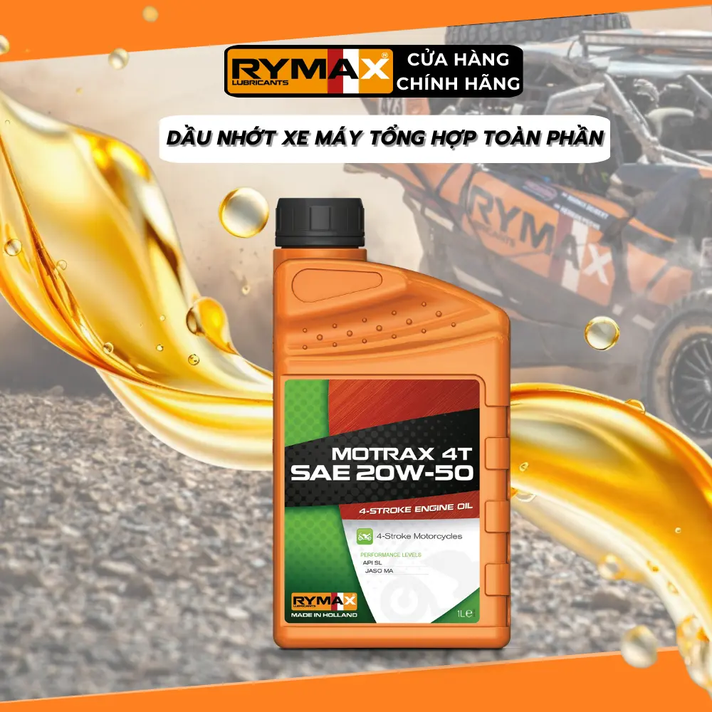 Dầu nhớt xe máy Rymax Motrax 4T SAE 20W50 (0.8L-1L)