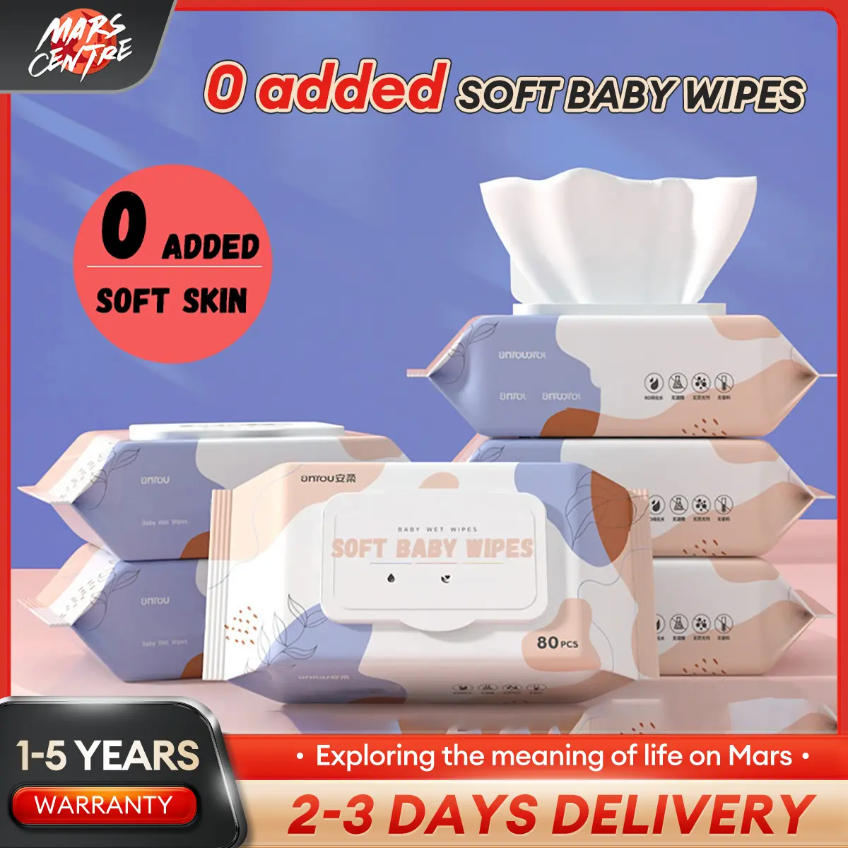 (Discount) Premium 50 pcs Baby Wet Wipes Tissue Baby Wipes Non Alcohol Tisu Basah Fragrance Free Bayi Remover