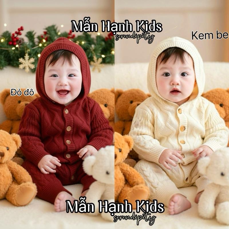TẶNG KÈM GẤU Body len VẶN THỪNG liền mũ cho bé siêu xinh