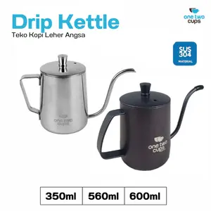 One Two Cups Teko Kopi Leher Angsa Gooseneck Pour Over Drip Kettle - Stainless Steel