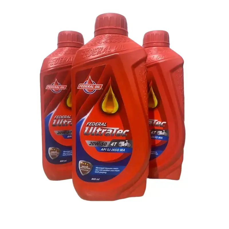 Paket perawatan isi 3 (pcs) Oli FEDERAL ULTRATEC 0,8 LITER 20W-50 API SJ JASO MA mesin motor Oil Original 0