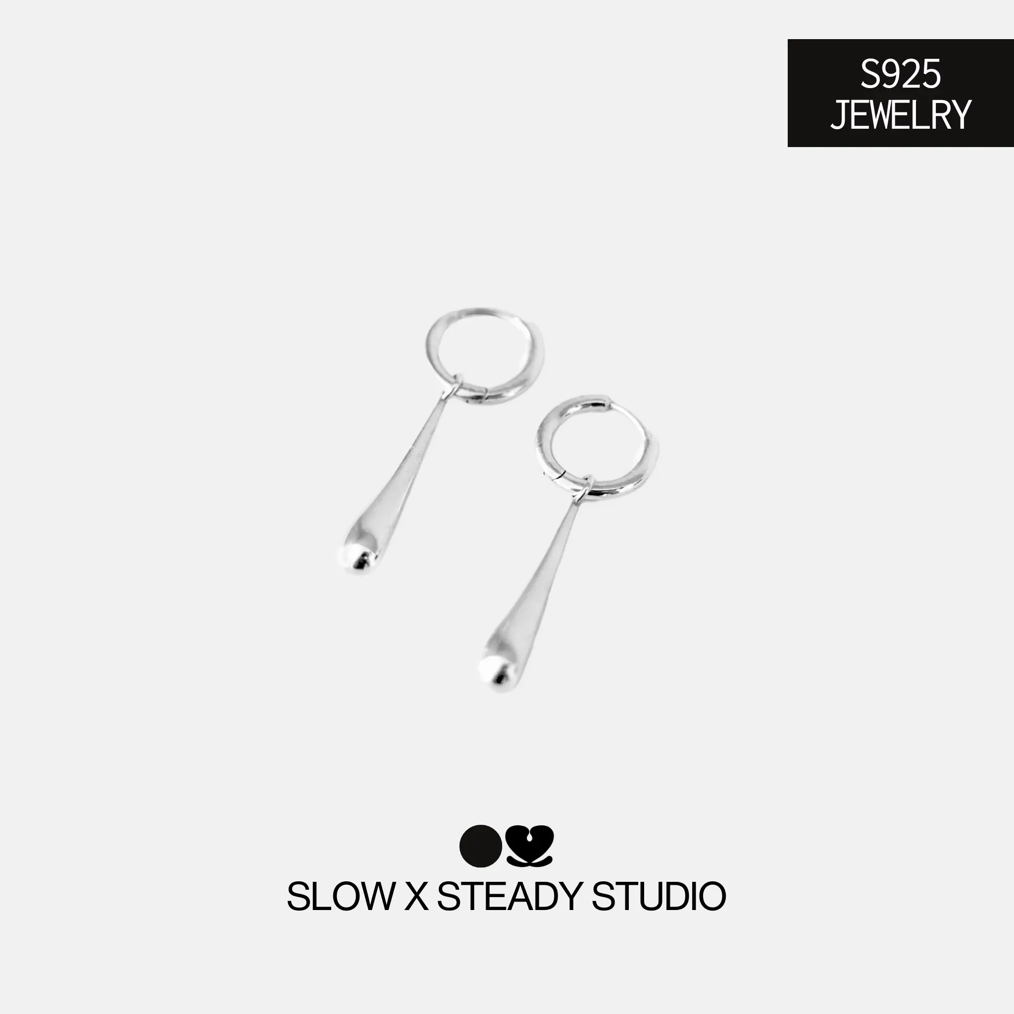 Slow x Steady | Dewdrop Hoops | 925 Sterling Silver Earrings