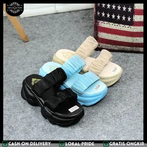 DM COLECTION - Sandal Wedges Wanita Model Simpel Variasi Kokop Kerut Satin Hak Platform 7 cm Sandal Ootd Korea Stylis FS 281