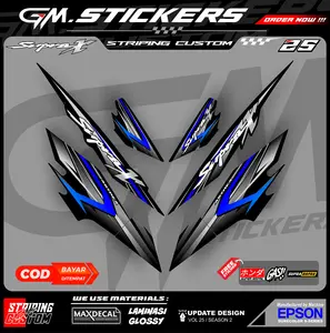 STRIPING STIKER VARIASI HONDA SUPRA X OLD LAMA SUPRA X 100 CUSTOM K17