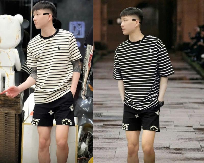  Áo thun nam nữ phối caro boy phố hiện đại thêu logo trẻ trung form áo dễ phối đồ - Cổ Tròn - Menswear Cổ Tròn Unisex 