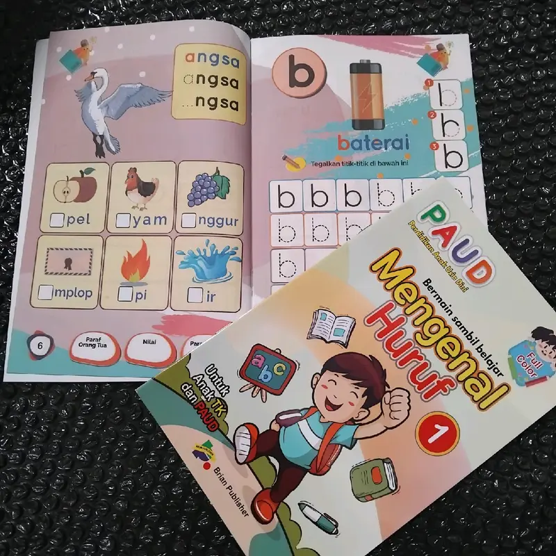 Buku PAUD Bermain Sambil Belajar Mengenal Huruf 1 2 Full Color - BP 1