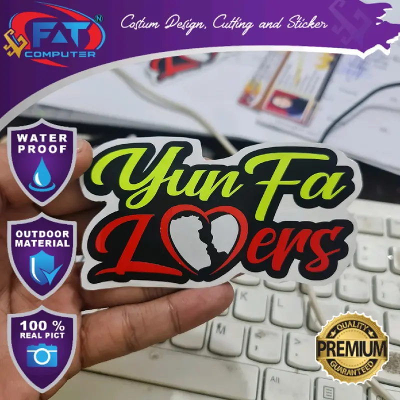 Stiker Cutting Yunfa Lovers Mas Iyun Fauzana Reflektif Menyala Terkena Cahaya 0