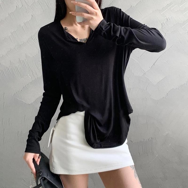 Product Introduction of [Premium] Kaos Kerah V Lengan Panjang Longgar Wanita 4