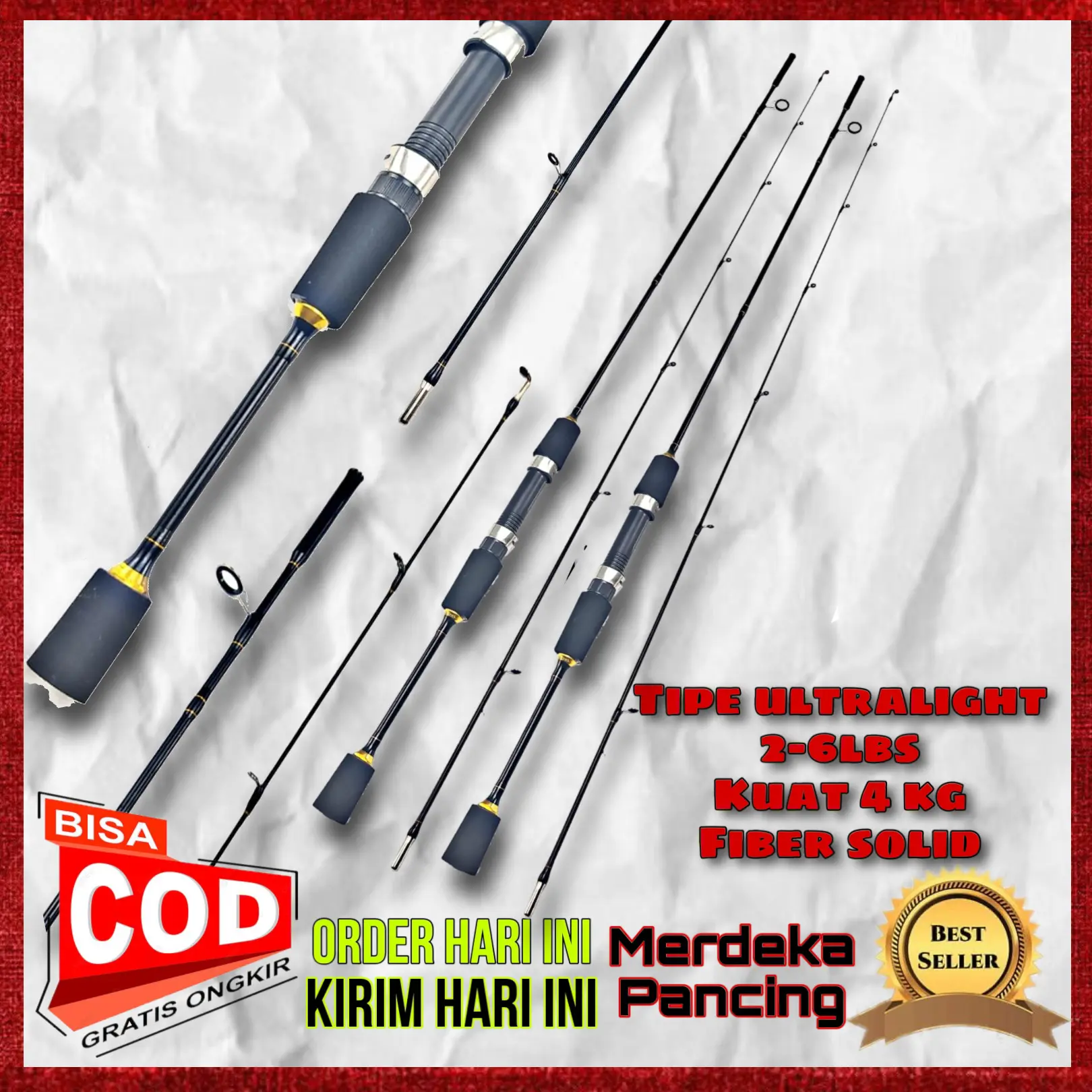 Joran Pancing  ULTRALIGHT BENJIRO MOLLY FIBER SOLID 165 180 198 cm Umpan Mancing