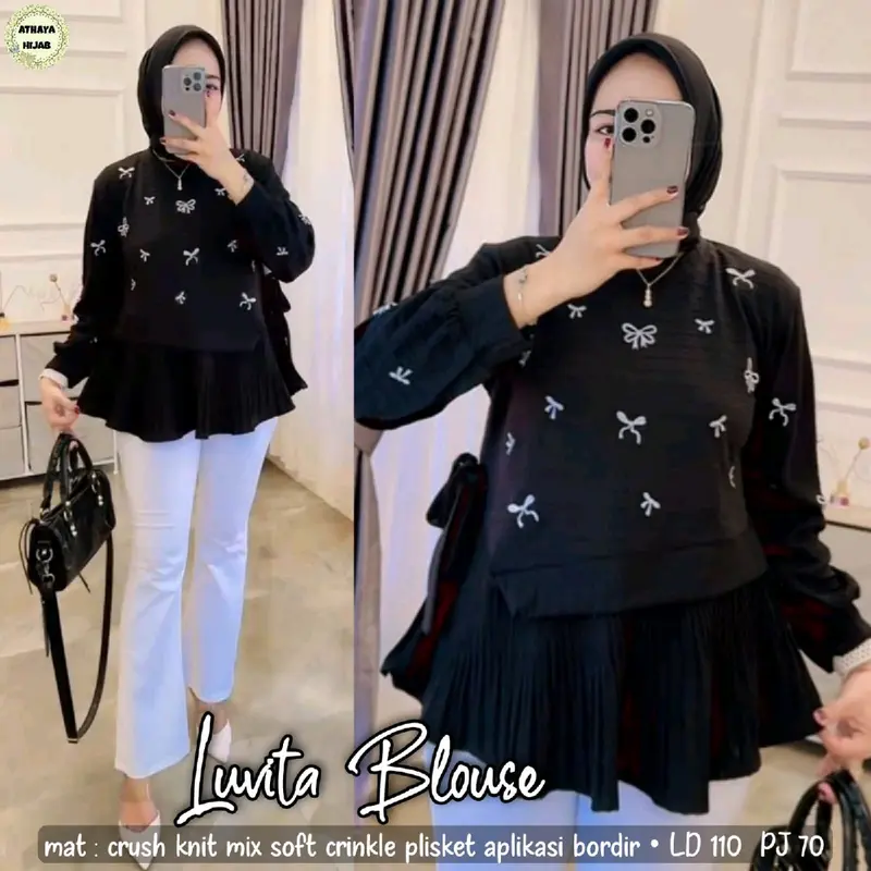 Frila/Delia/luvita/Selly/Atasan Wanita Modern Kekinia Bestseller/Blouse Wanita Mix Bordir Pita Bahan Adem Poll 4