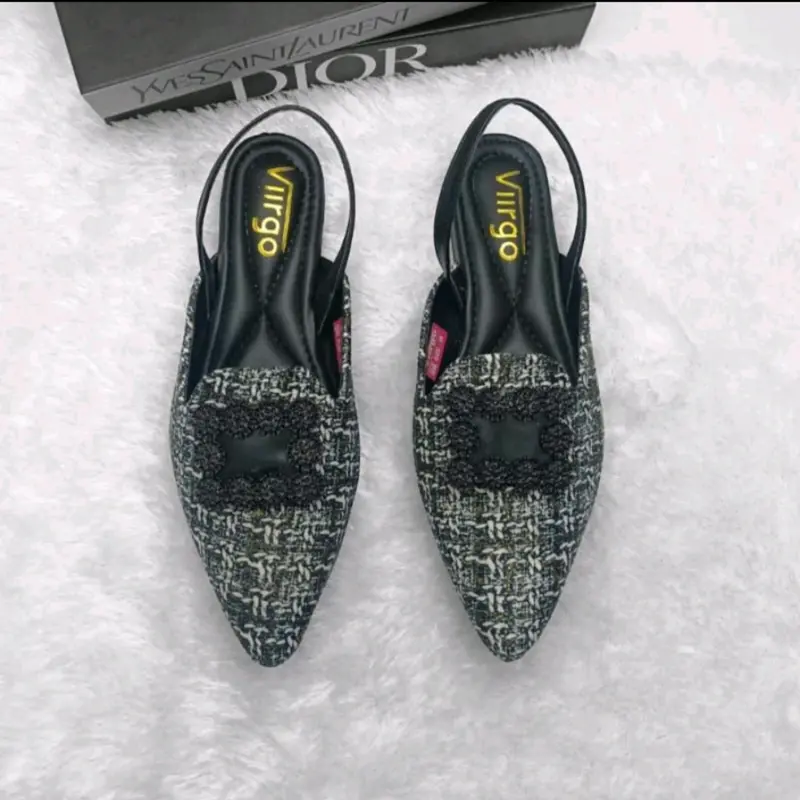 VIIRGO Sendal flat wanita mules tali belakang BELIA Shoes Karet flatshoes lancip antiselip dasar sandal mule & clog open toe mules shoes Slip Resistant elegan Mules & Clogs pansus tali belakang 3