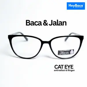 HeyBaca - Kacamata Baca Jalan Cateye/ Double Focus Antiradiasi/ Frame Lentur Perempuan/ Usia 40 tahun ke atas Lensa Double Fokus