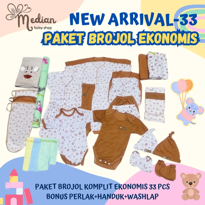 NEW ARRIVAL - PAKET BROJOL 33 Pcs SUPER LENGKAP EKONOMIS Melahirkan Bayi Baru Lahir Set kado Lembut Nyaman 2
