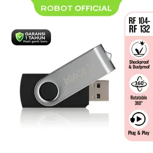 ROBOT Flash Disk RF104/RF108/RF116/RF132 New Rotatable U-Disks 4GB/8GB/16GB/32GB USB2.0 with Package Black - ROBOT Flash Drive High Speed - Garansi Resmi 1 Tahun - Produk Original [BISA COD]
