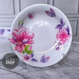 PROMO 6 PCS PIRING MAKAN CEKUNG MELAMIN MOTIF BUNGA VIOLET 9 INC TEBAL DAN FOOD GRADE BISA COD.