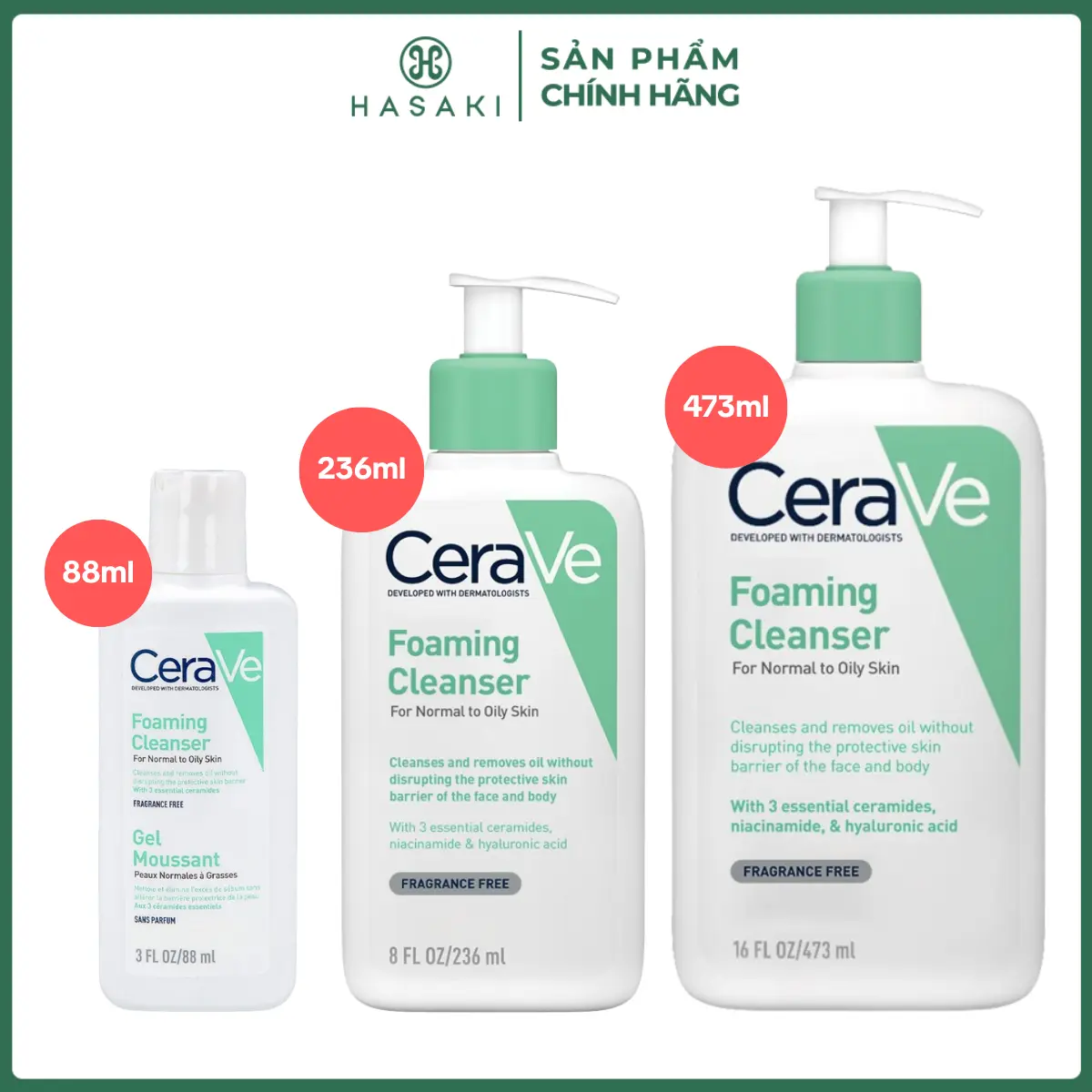 Sữa Rửa Mặt CeraVe Cho Da Thường Đến Da Dầu