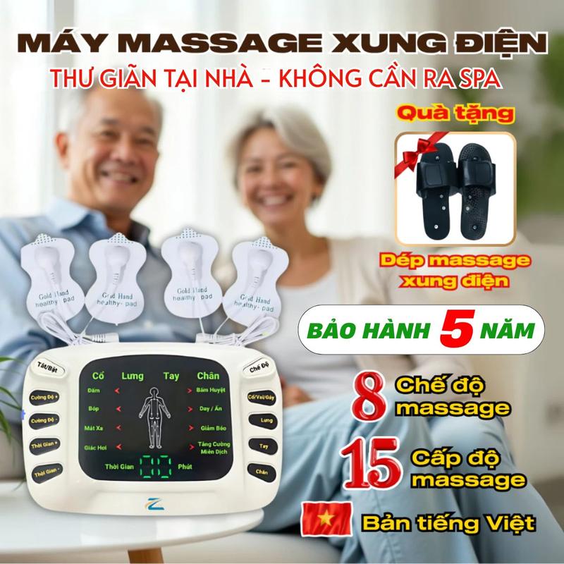 Máy Massage Xung Điện Châm Cứu Toàn Thân Z310 Máy Mát Xa Cao Cấp 4 Miếng Dán Bản Tiếng Việt Kèm Dép Masage Chân Bấm Huyệt Giảm Đau Nhức Với 8 Chế Độ và 15 Cường Độ