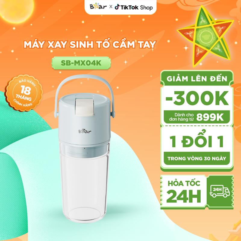 Máy xay sinh tố Bear Máy xay sinh tố cầm tay 0,4L Máy xay sinh tố mini 8 lưỡi dao xay sinh tố hoa quả SB- MX04X