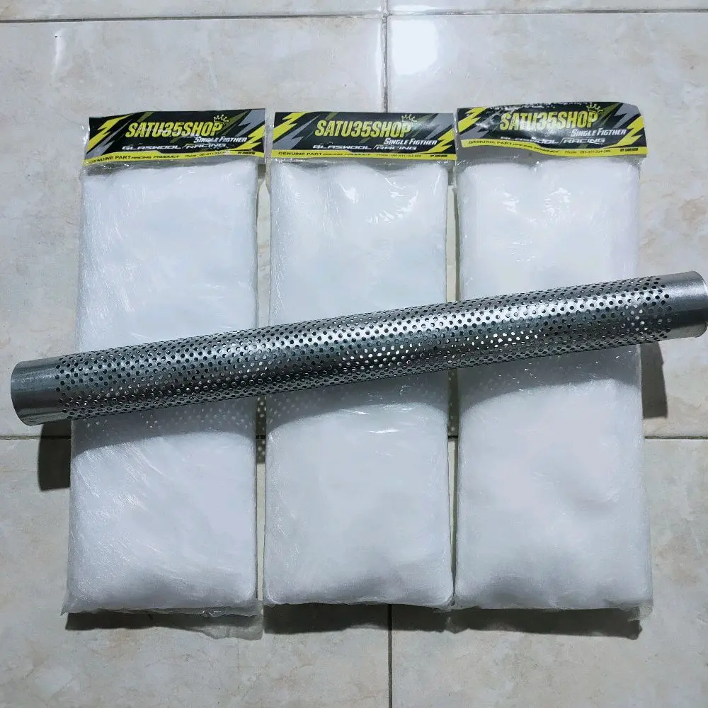 PAKET SARFULL (STD) + GLASSWOOL / gespul buat knalpot MotorSARINGAN FULL  inlet 38 rata, panjang 40cm. SARFUL NgebaS adem bulat , untuk VARIO 125 150, SCOOPY, PCX 160, STYLO, AEROX, NMAX, COPY, CMS, TZM, VND DLL