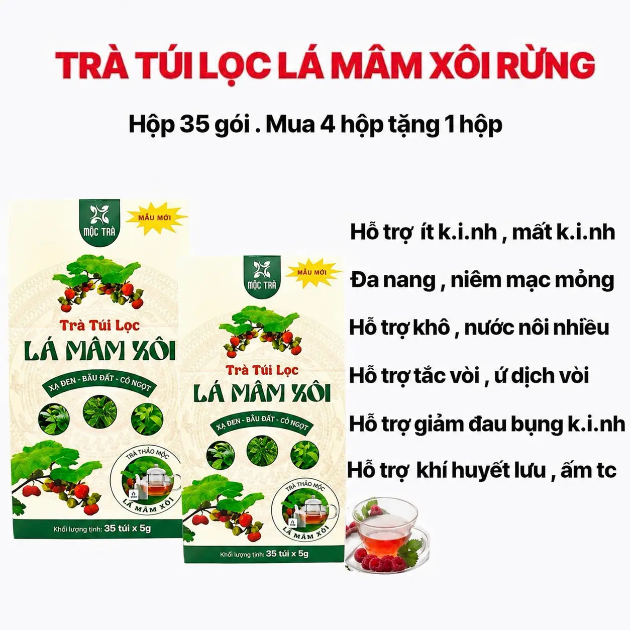 Trà Lá Mâm Xôi Bốn Vị Ngon Ngọt