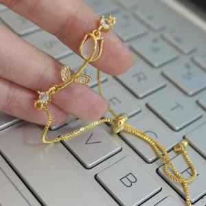 Tulip Rose Bracelet Cat Eye Stone Ins Style Handmade Niche Design Girlfriend Birthday Gift,  vòng tay charm