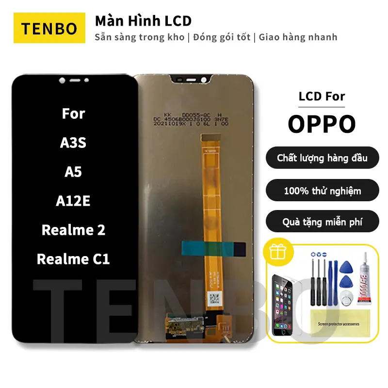 Thay thế lắp ráp màn hình hiển thị LCD, dành cho Oppo A3s, A5, A12e, Realme 2, Realme C1