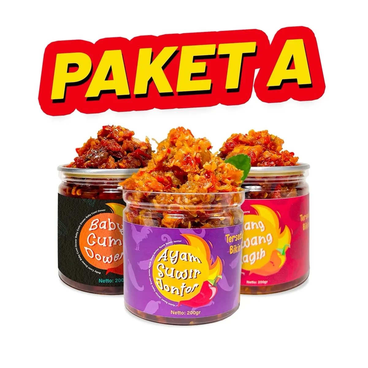 PAKET HEMAT A SAMBAL NYANYAT ISI 3 BOTOL 200Gr | Sambal rumahan | Sambal terbest seller