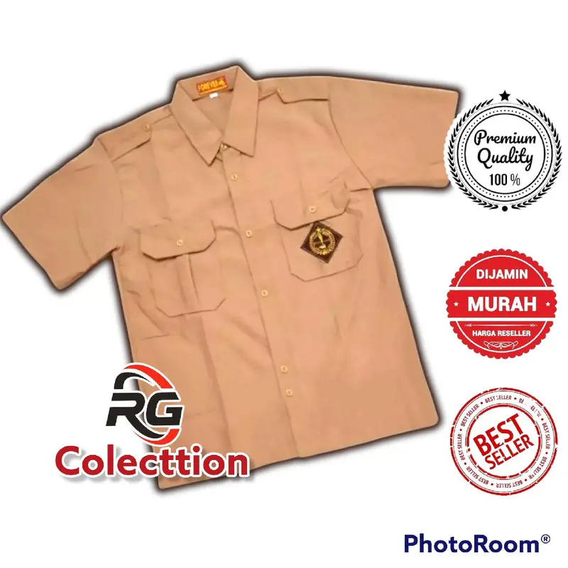 Baju Seragam Pramuka Lengan Pendek Anak Laki laki Sekolah SD Kelas 1-6 Bordir Kemeja Fashion 1