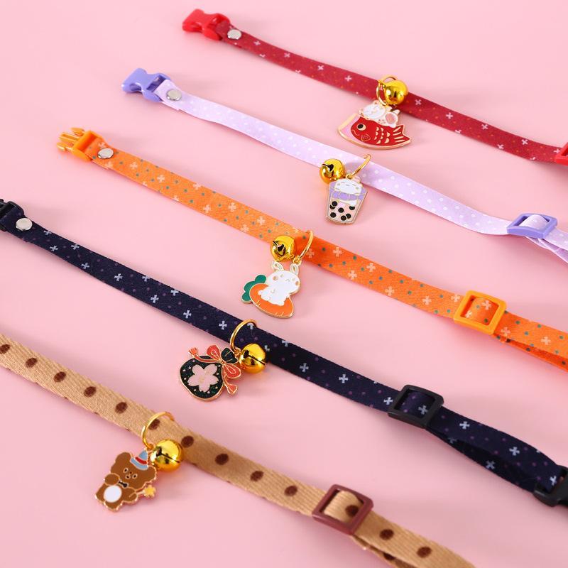 Product Introduction of Pet cat New Year's collar adjustable buckle bells polka dot blessing bag pendant puppy rabbit necklace accessories 27