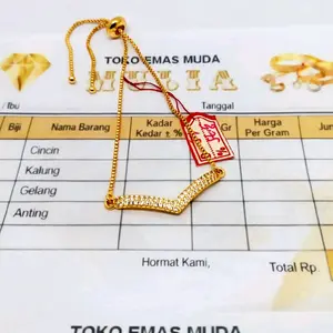 Gelang Tangan Mas Motif Serut Free Surat Dari Toko Gelang Wanita Dewasa dan anak Bracelets