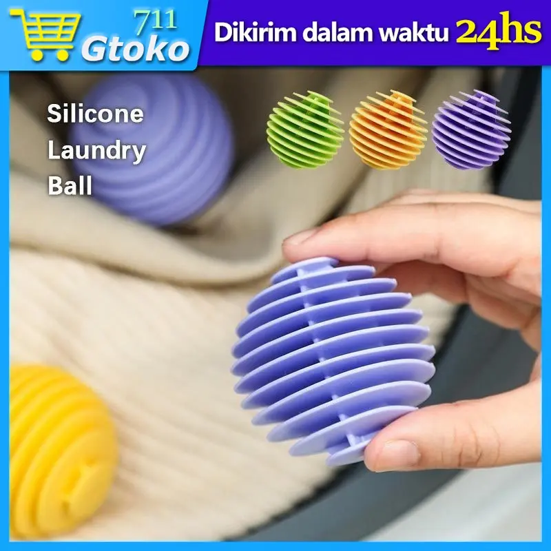 3Pcs Bola laundry ball Washing Bola karet rubber alat pembersih baju mesin cuci Pembersih Pakaian Cucian Reusable Silicone Magic Laundry Ball Anti Kusut [Clean ball magic super washing]