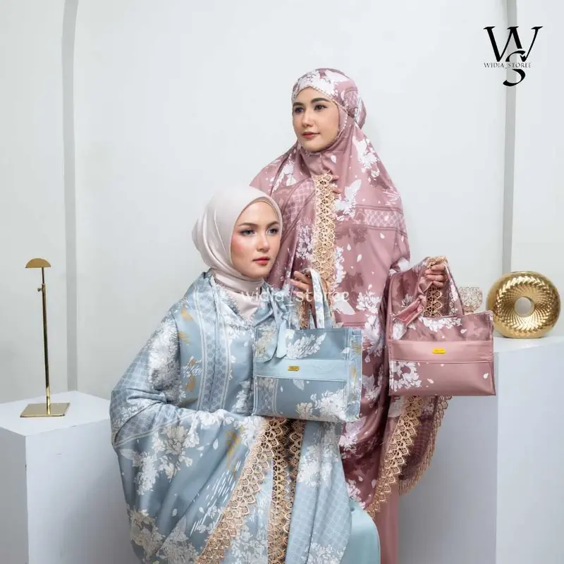 Mukena Dewasa Silk 2in1 Premium Motif Alana Jumbo Mix Polos Series Cantik 0