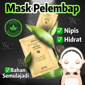 BISUTANG Mask Pemutihan Pati Siput Pembersihan Wajah Pelembap Kecantikan Menghidratkan Kulit Muka Asid Hyaluronik Penjagaan Kulit Kolagen Kecantikan Natural Snail Essence Whitening Moisturizing Hyaluronic Acid Face Mask SkinCare Collagen Facial Mask Sheet