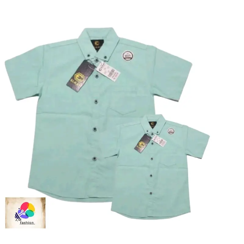 kemeja polos Couple ayah dan anak baju terlaris Pasangan Katun Pendek Atasan 1