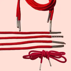 tali sepatu bulat merah kecil 4mm / jual per pasang