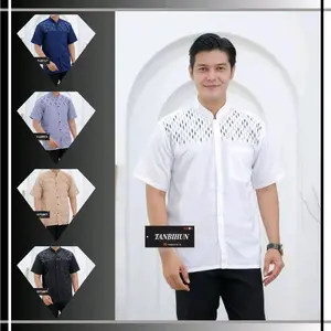 TNB - Atasan Muslim Baju Koko Premium Terbaru 2026 - Lengan Pendek - Bordir Diamond Ketupat Layang Style - Bahan Katun Impor Vito Signature - Gratis Ongkir