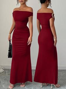 Novedad: vestido sin mangas de un solo hombro y escote al descubierto, elegante y sexy, vestido largo para fiesta nocturna para mujer, moda para todas las estaciones