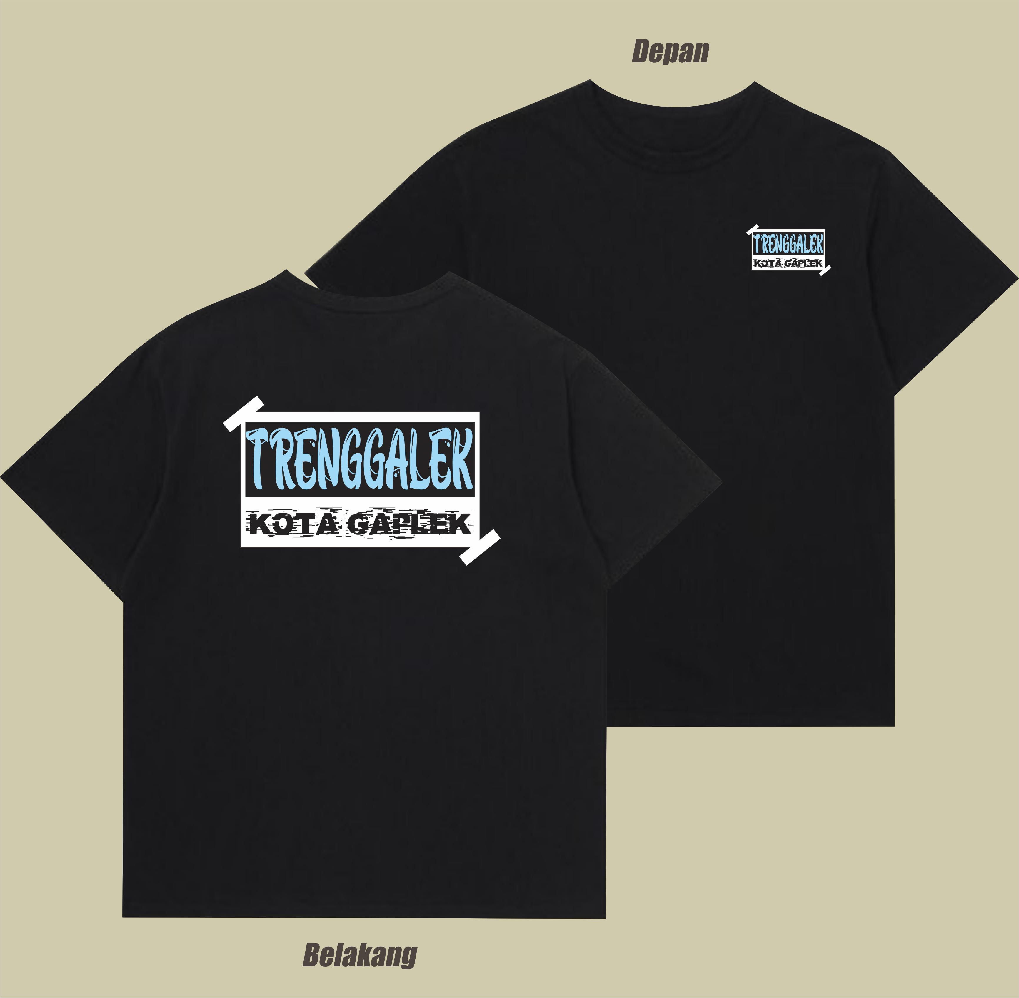 Kaos kota Trenggalek T-shirt Trenggalek Kota Gaplek bahan katun combed adem lembut nyaman dipakai Hitam