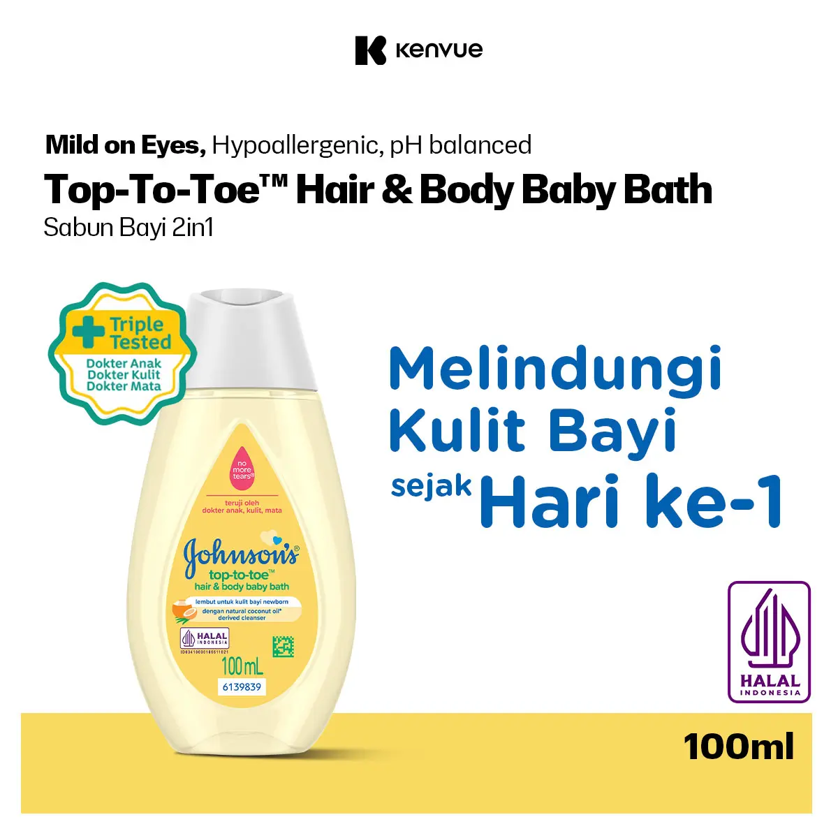 JOHNSON'S Top-to-Toe Hair & Body Baby Bath 100 ml - Sabun Bayi 2 in 1