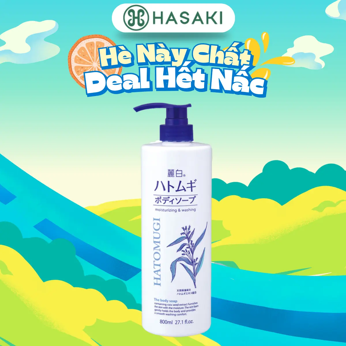 Sữa Tắm Hatomugi Chiết Xuất Ý Dĩ Dưỡng Body 800ml | HASAKI BEAUTY